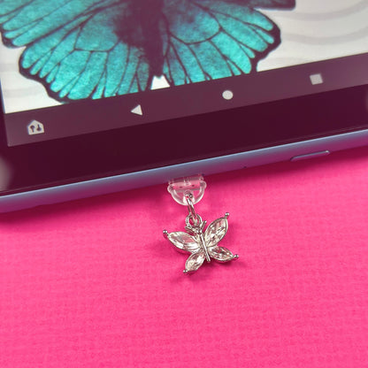 Rhinestone Butterfly Kindle Charm