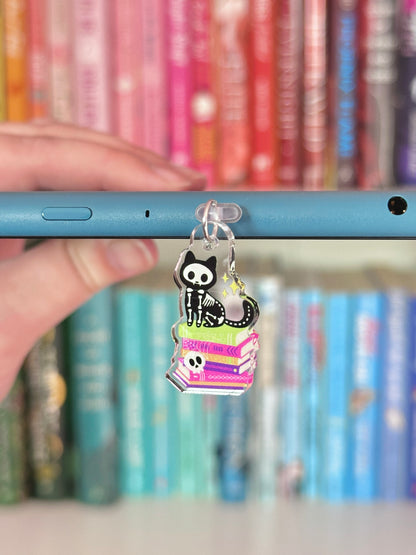 Skeleton Cat Kindle Charm