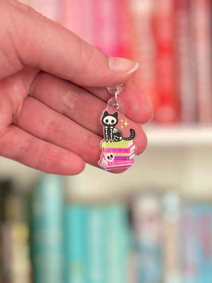Skeleton Cat Kindle Charm