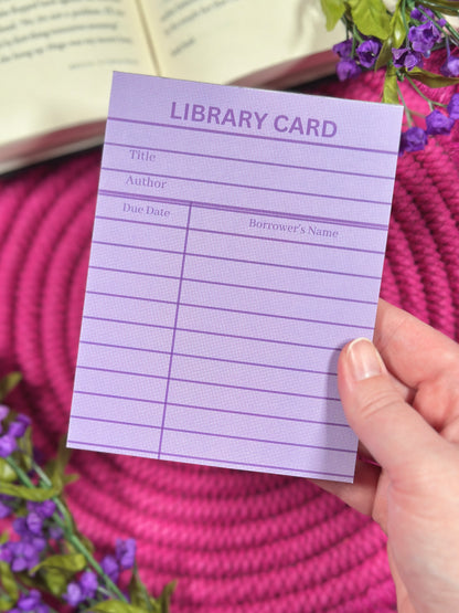 Purple Library Card Stationery