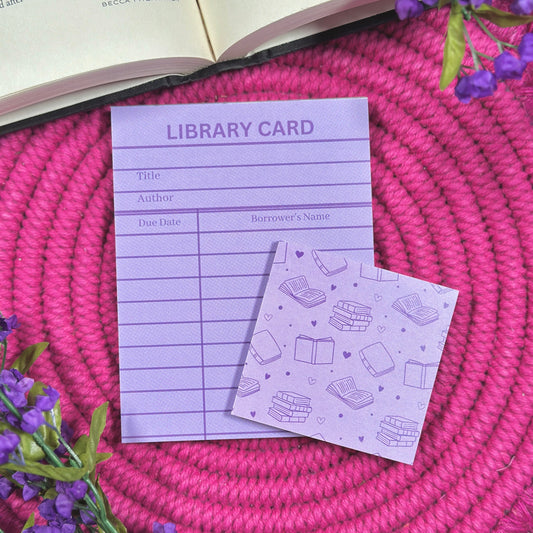Purple Library Card Stationery