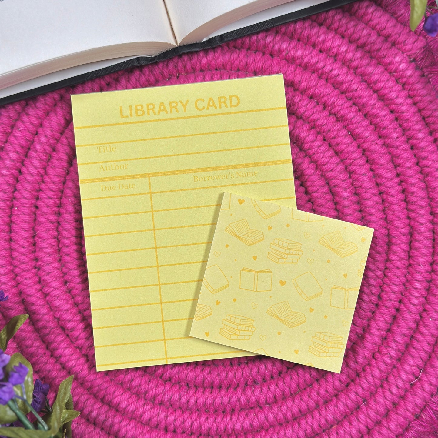 Yellow Library Card Stationery