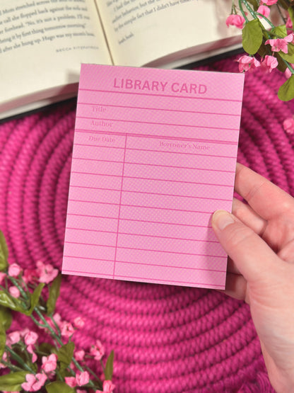 Pink Library Card Stationery