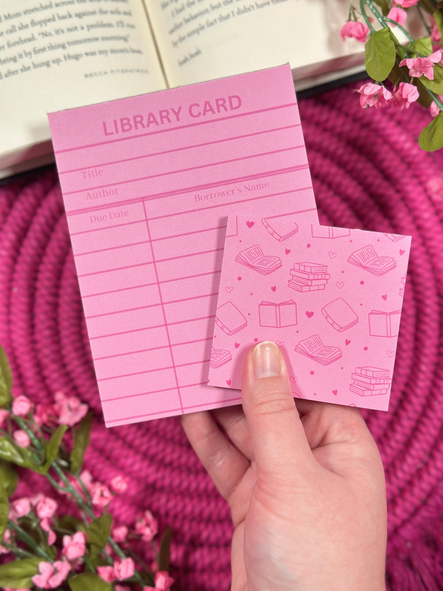 Pink Library Card Stationery