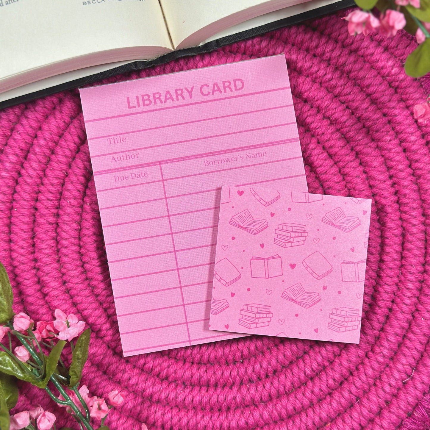 Pink Library Card Stationery