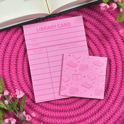 Pink Library Card Stationery
