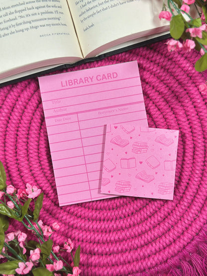 Pink Library Card Stationery