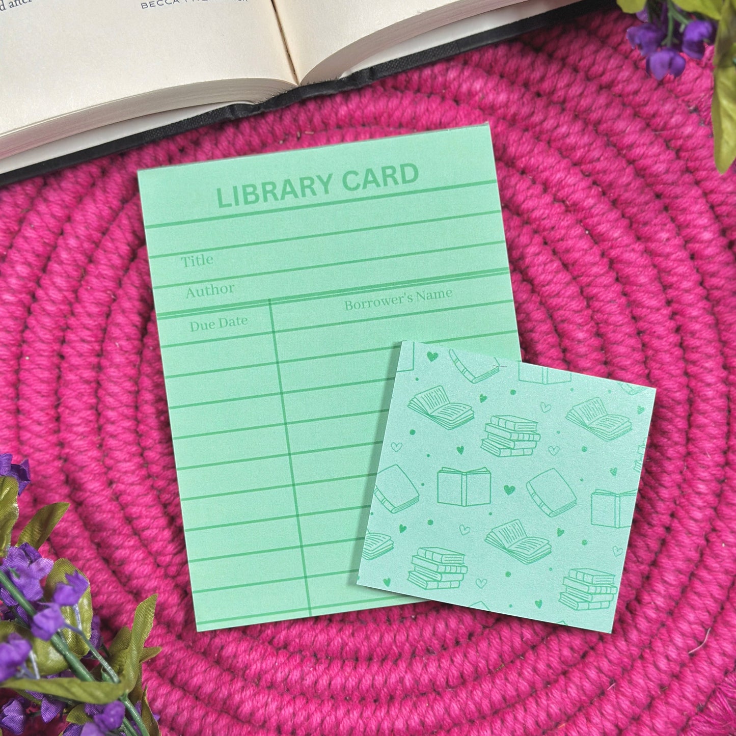 Green Library Card Stationery