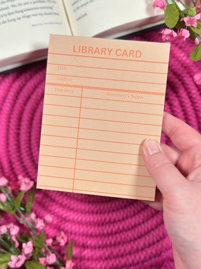 Orange Library Card Stationery