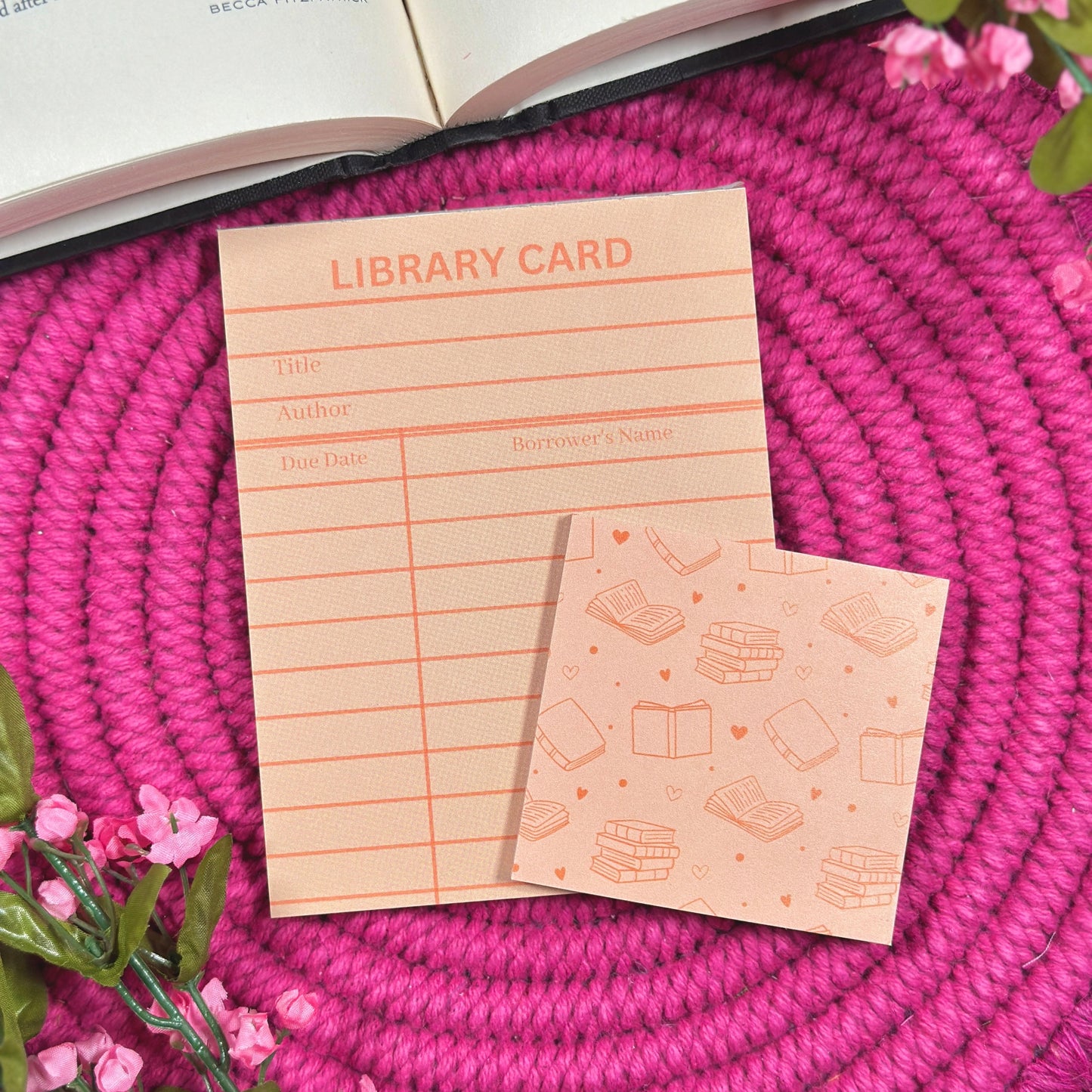 Orange Library Card Stationery
