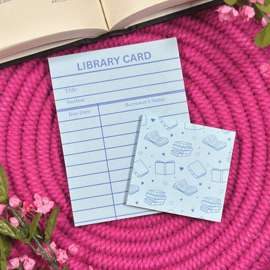 Blue Library Card Stationery