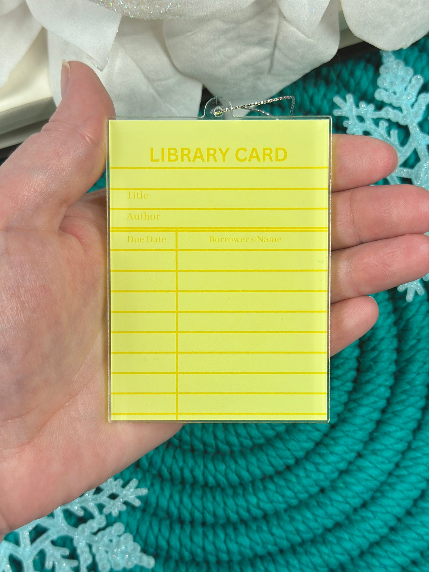 Yellow Library Card Ornament