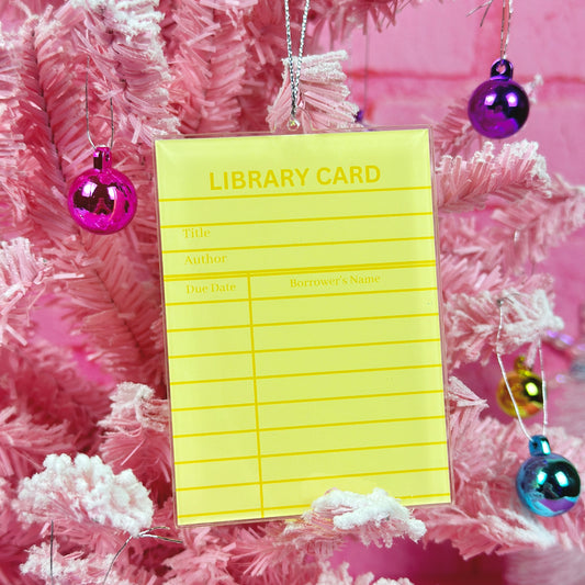 Yellow Library Card Ornament