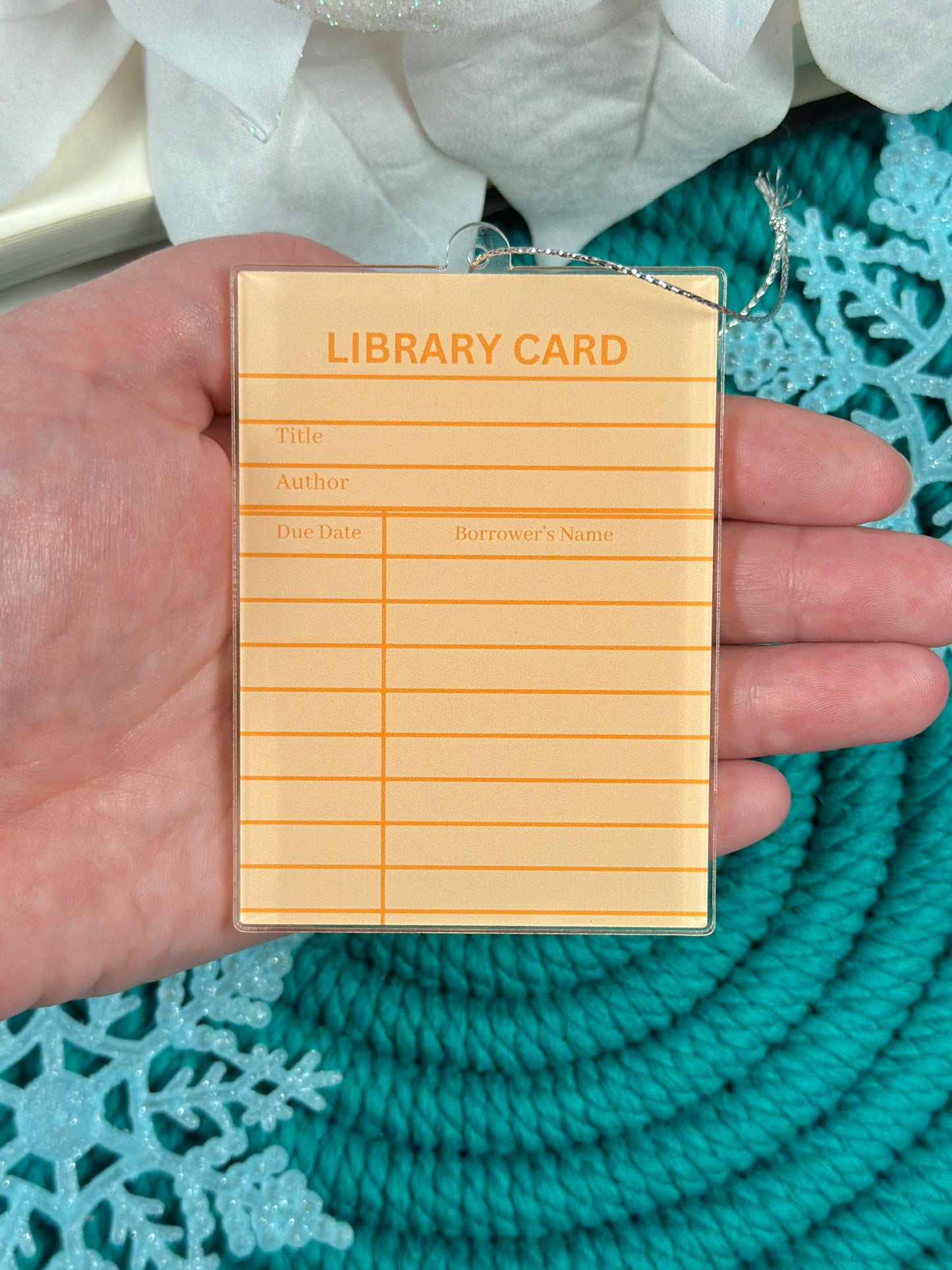 Orange Library Card Ornament