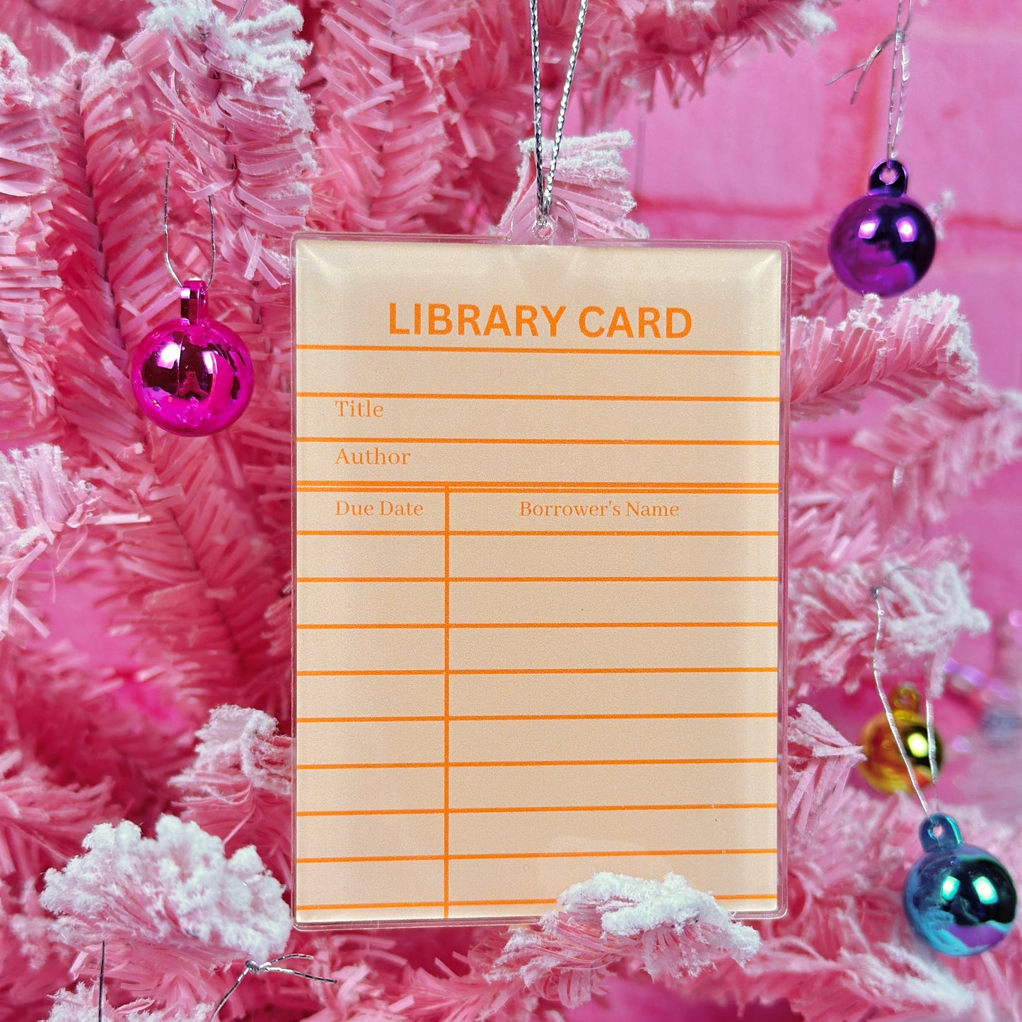 Orange Library Card Ornament