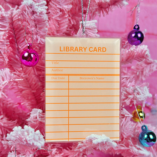 Orange Library Card Ornament