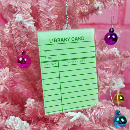 Green Library Card Ornament