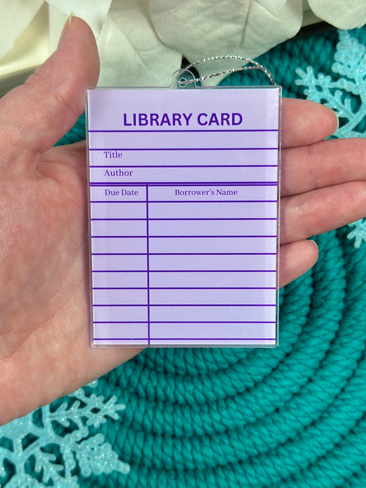 Purple Library Card Ornament