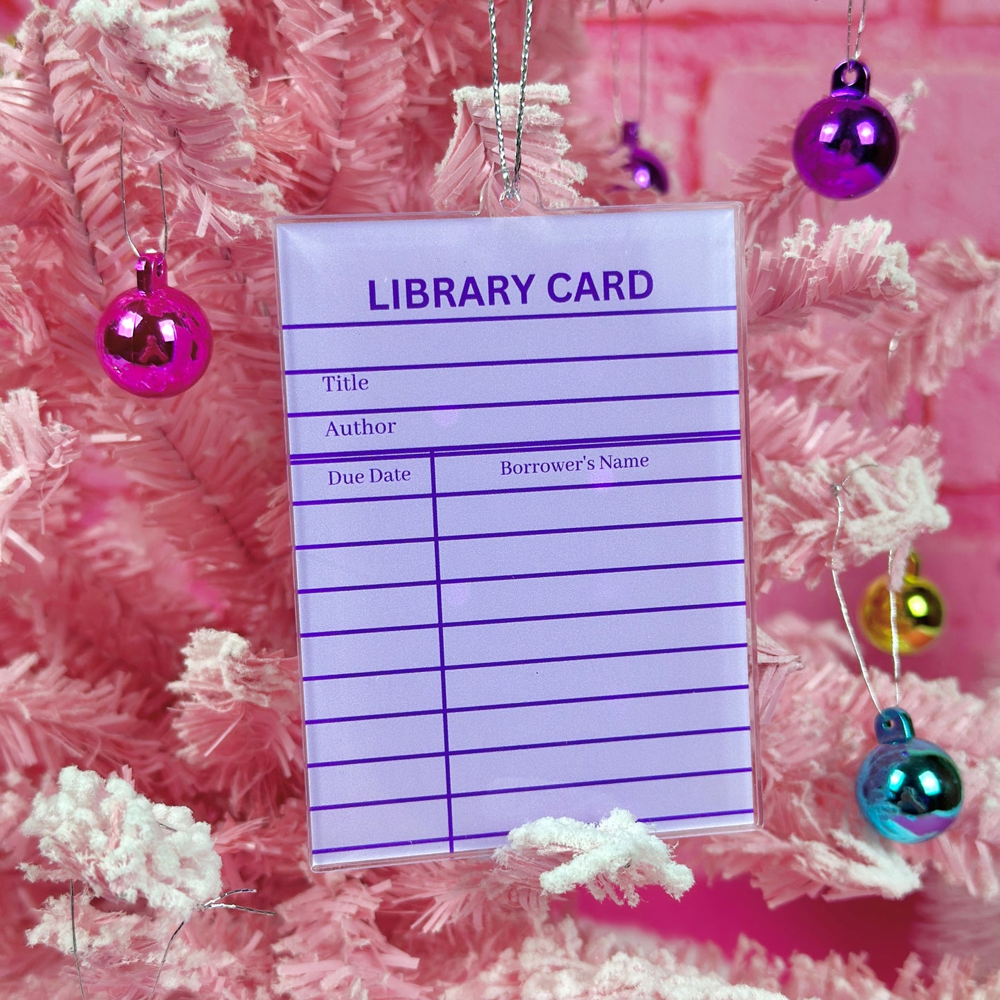 Purple Library Card Ornament