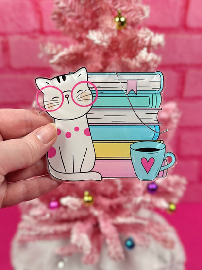 Cat & Books Ornament