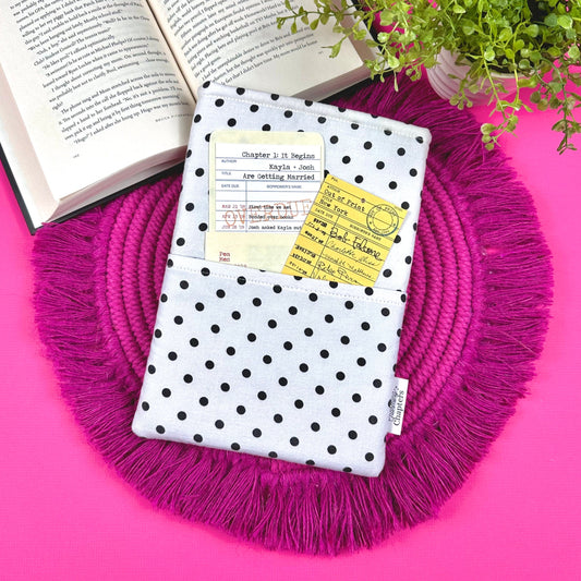 Polka Dot Book Sleeve with Pocket