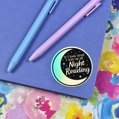 Late Night Reader Holographic Vinyl Sticker