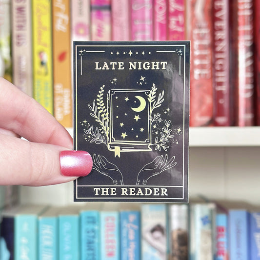 Late Night Reader Tarot Card Holographic Vinyl Sticker