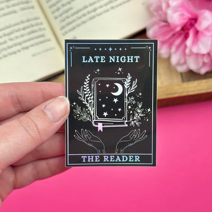 Late Night Reader Tarot Card Holographic Vinyl Sticker