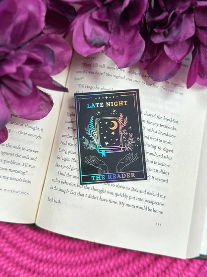 Late Night Reader Tarot Card Holographic Vinyl Sticker