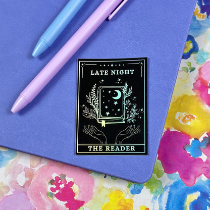 Late Night Reader Tarot Card Holographic Vinyl Sticker