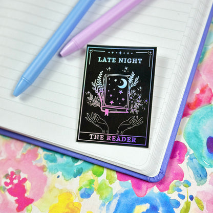 Late Night Reader Tarot Card Holographic Vinyl Sticker