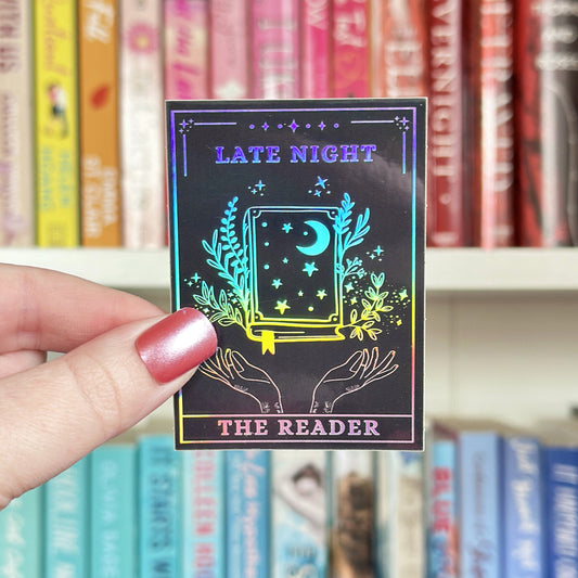 Late Night Reader Tarot Card Holographic Vinyl Sticker