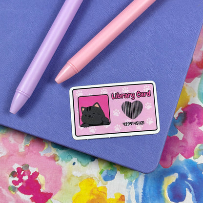 Cat Library Card Vinyl Sticker