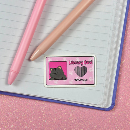 Cat Library Card Vinyl Sticker