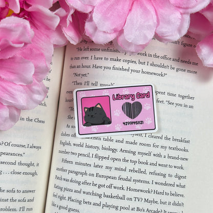 Cat Library Card Vinyl Sticker