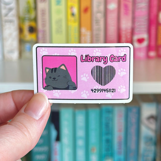 Cat Library Card Vinyl Sticker