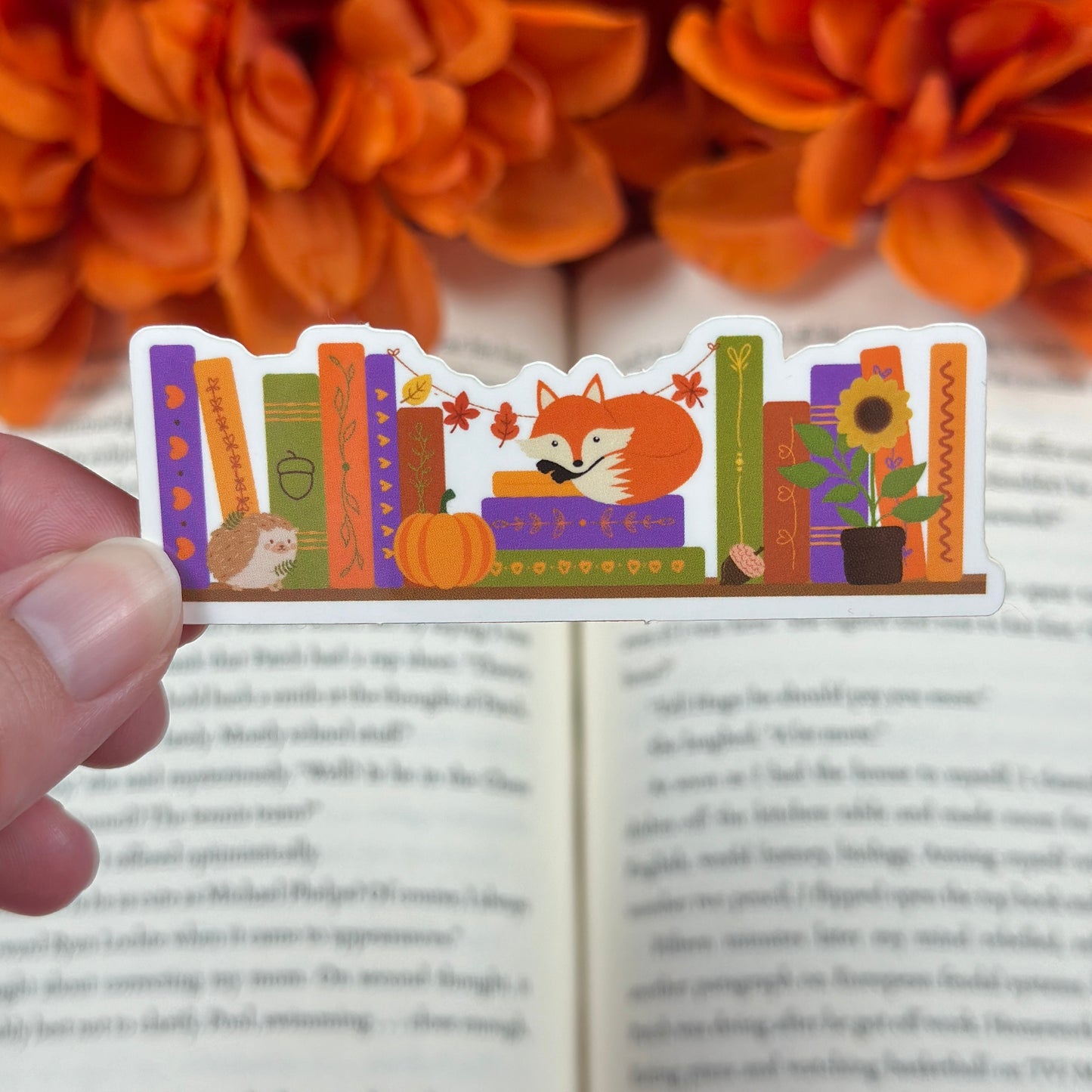 Autumn Bookshelf Vinyl Sticker