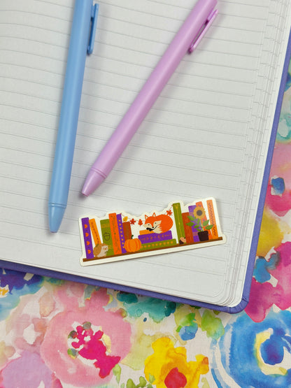 Autumn Bookshelf Vinyl Sticker