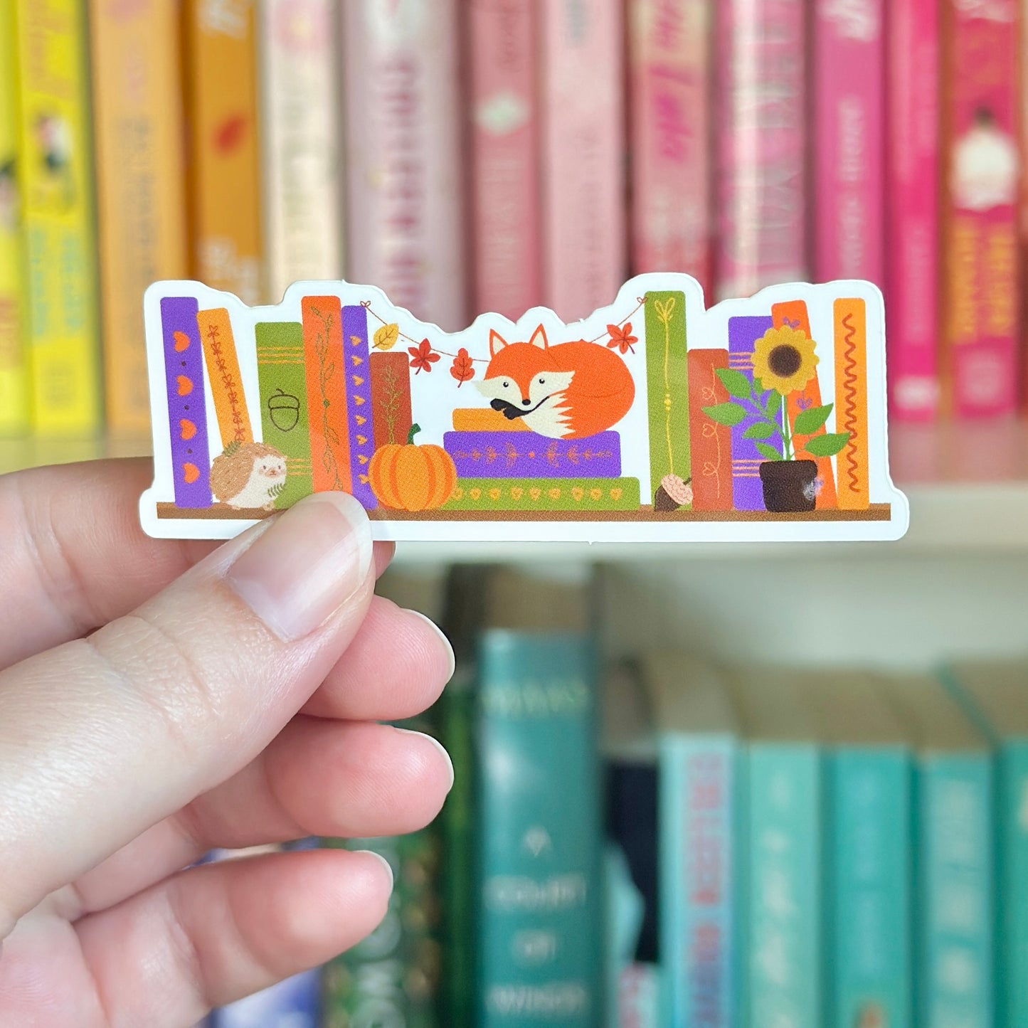 Autumn Bookshelf Vinyl Sticker