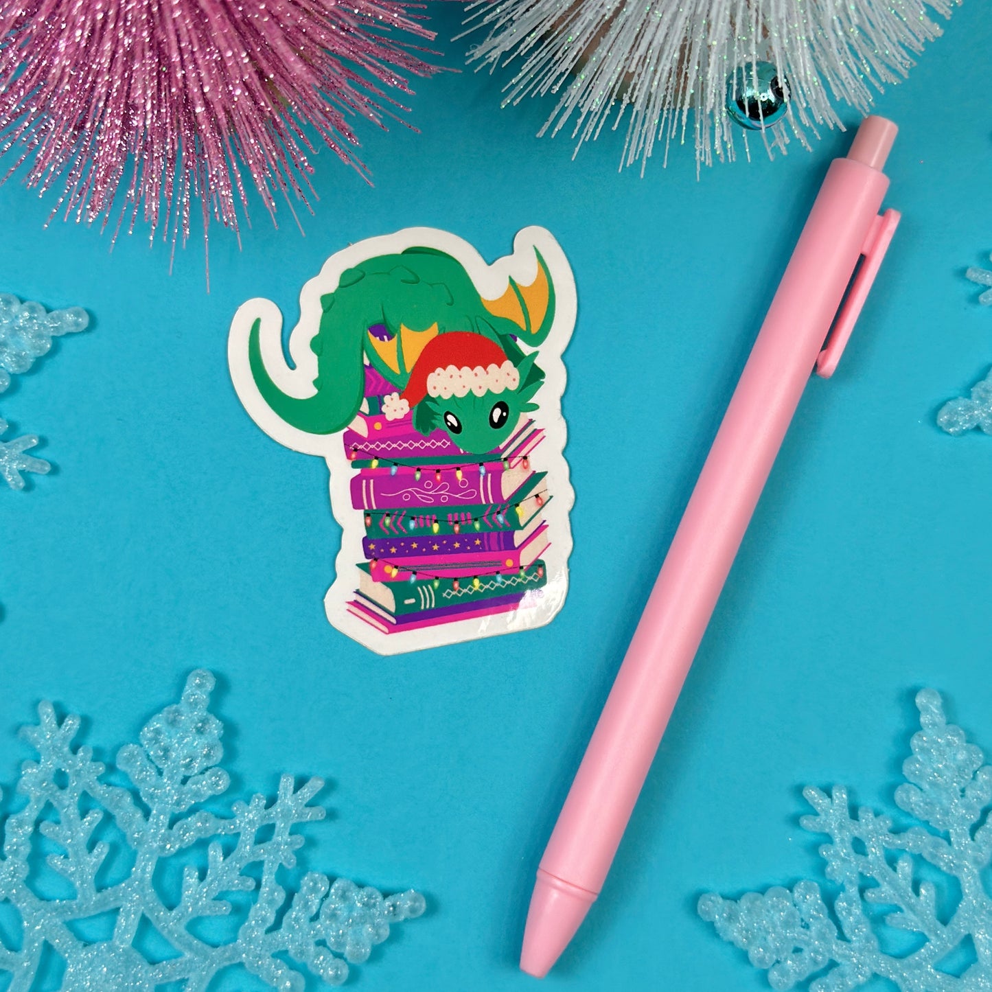 Christmas Book Dragon Vinyl Sticker