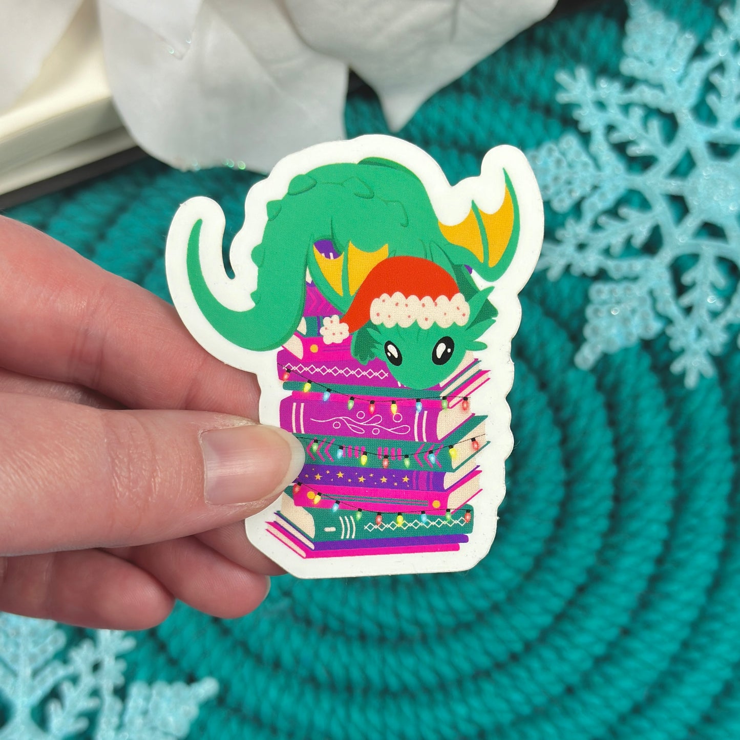 Christmas Book Dragon Vinyl Sticker