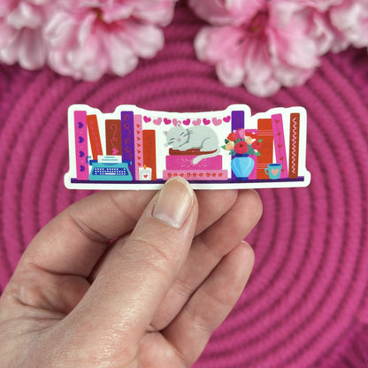 Cat Lover Bookshelf Sticker