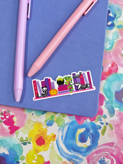 Skeleton Bookshelf Vinyl Sticker