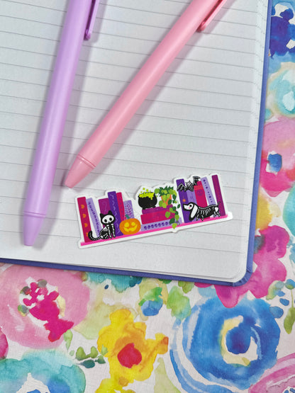 Skeleton Bookshelf Vinyl Sticker