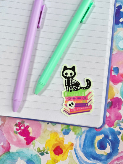Glow in the Dark Skeleton Cat Vinyl Sticker