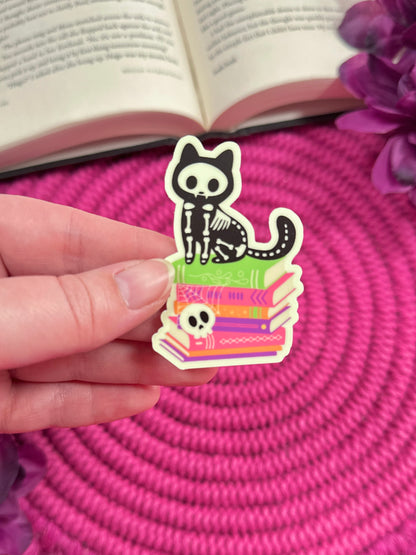 Glow in the Dark Skeleton Cat Vinyl Sticker