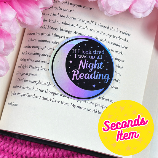 SECONDS: Late Night Reader Holographic Vinyl Sticker