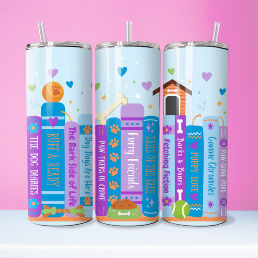 Dog Lover Book Shelf Tumbler