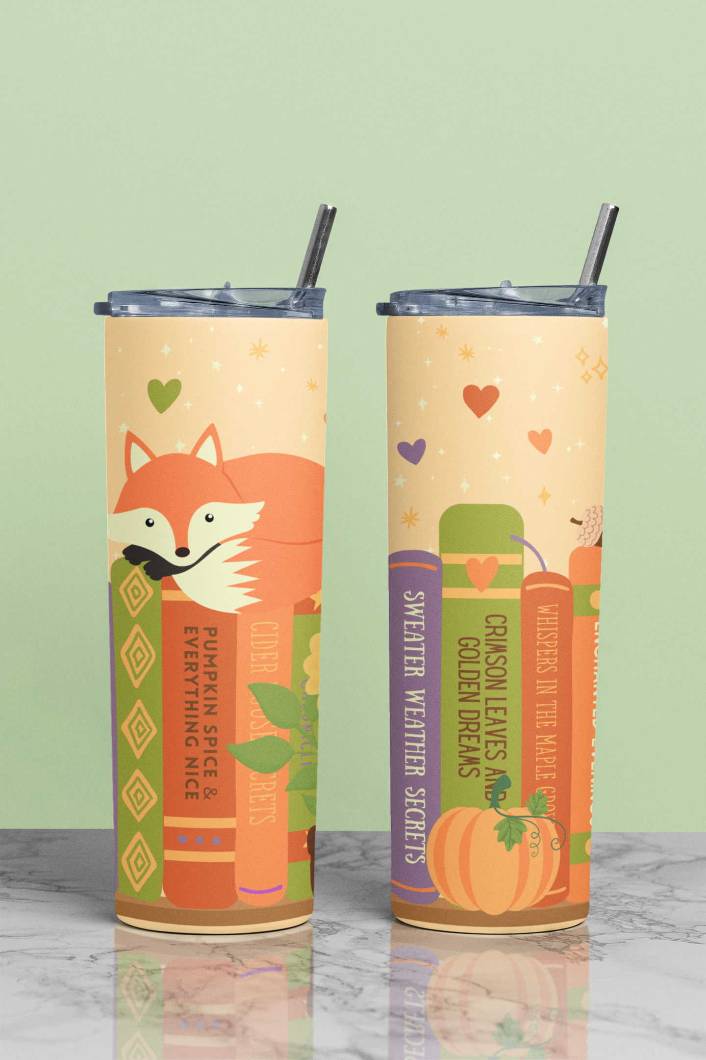 SECONDS: Autumn Bookshelf Tumbler