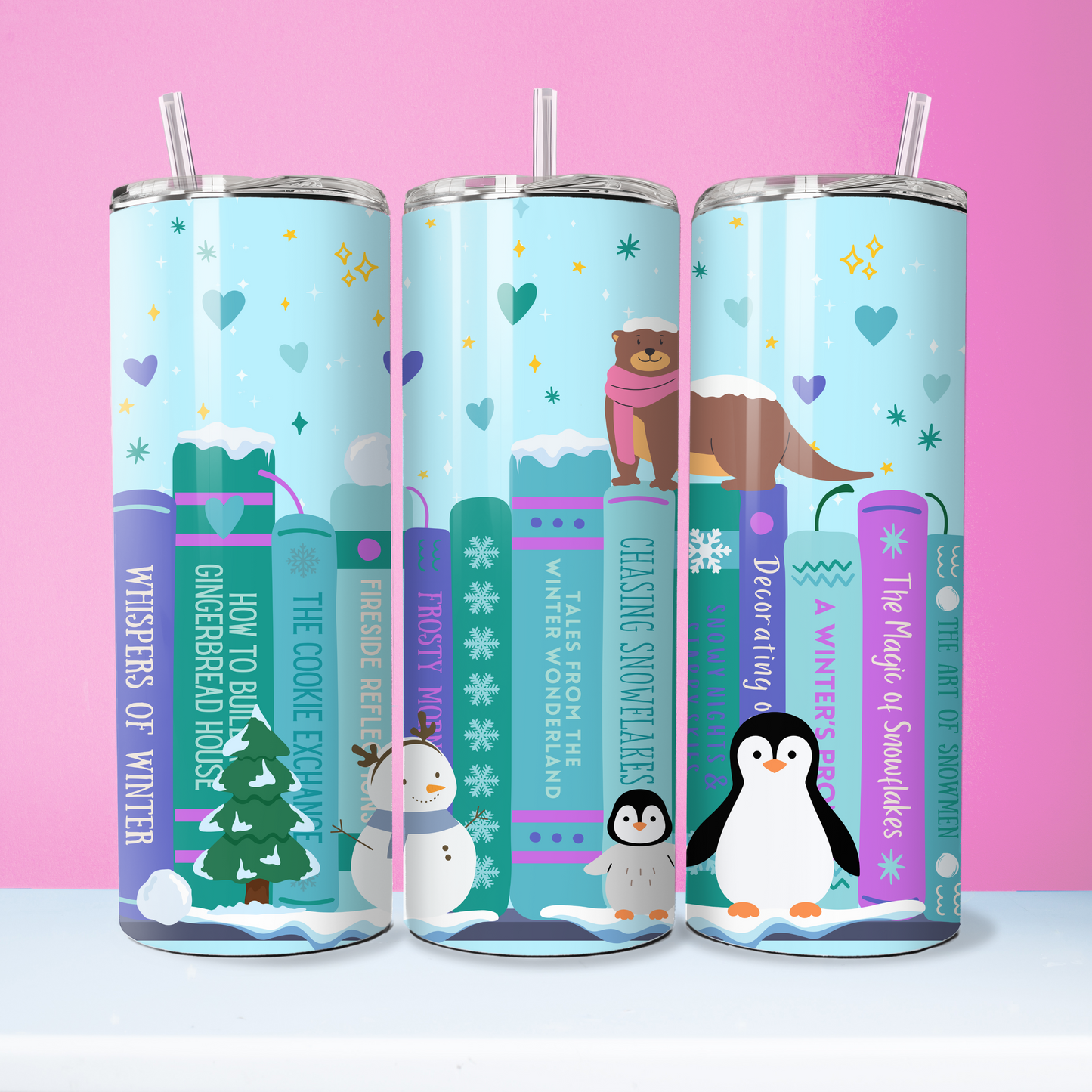 Winter Bookshelf Tumbler